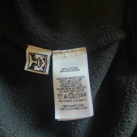 Obey Men's Black Tab Crewneck Sweatshirt Sz M Streetwear, skateboard, punk - Picture 5 of 5